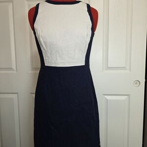 Tommy Hilfiger Navy and White Midi Dress